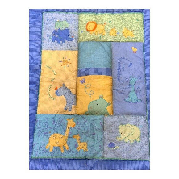 Child Mine Carters Baby Crib Blanket Comforter Jungle You Are My Sunshine Blue - Picture 2 of 6